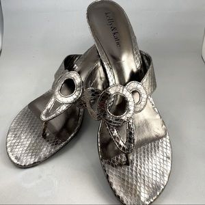 Kelly & Katie Heeled Sandal Metallic Pewter SZ 10